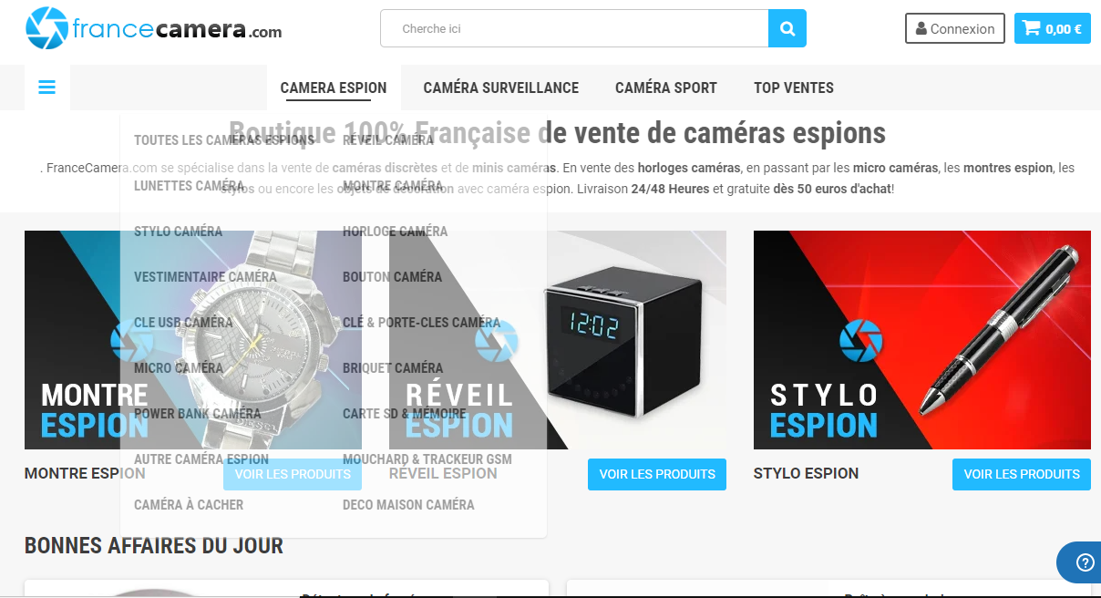 France Caméra pour tout achat de caméra en France ou en Europe !